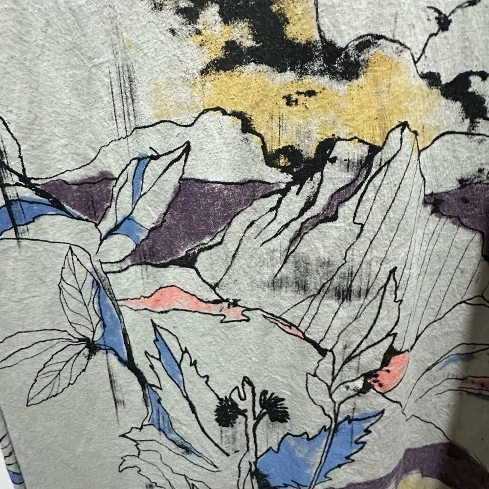 DIESEL GREY SOFT FLORAL/LANDSCAPES COLOUR PRINT LONG SCARF 19×85 INCHES